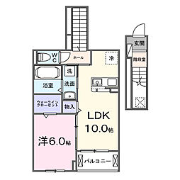 サンライズ 2階1LDKの間取り