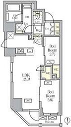 東京メトロ南北線 王子駅 徒歩4分の賃貸マンション 9階2LDKの間取り
