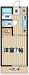 JR中央線 武蔵小金井駅 徒歩15分の賃貸アパート 2階1Kの間取り