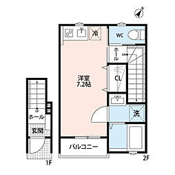 グランソフィア上福岡 2階ワンルームの間取り