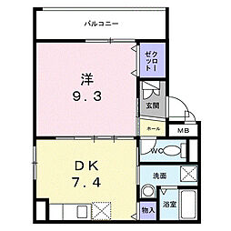 泊テラスＳｔｕｄｉｏ 4階1DKの間取り
