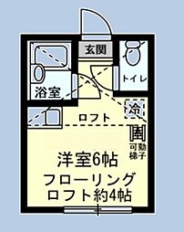 ユナイト石川町エドワードの杜 1階ワンルームの間取り
