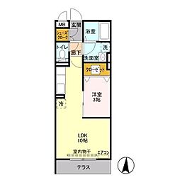 つくばエクスプレス 八潮駅 徒歩31分の賃貸アパート 1階1LDKの間取り