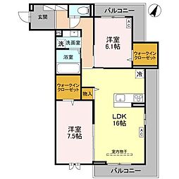 JR武蔵野線 東川口駅 徒歩11分の賃貸アパート 2階2LDKの間取り