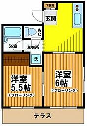 京王井の頭線 新代田駅 徒歩6分の賃貸アパート 1階2DKの間取り
