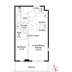 北総鉄道 矢切駅 徒歩7分の賃貸マンション 3階1LDKの間取り