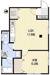 西武新宿線 上井草駅 徒歩13分の賃貸アパート 1階1LDKの間取り