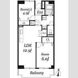 JR埼京線 戸田公園駅 徒歩14分の賃貸マンション 1階2LDKの間取り