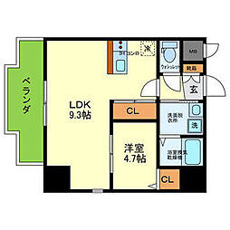 能勢電鉄妙見線 絹延橋駅 徒歩11分の賃貸マンション 6階1LDKの間取り