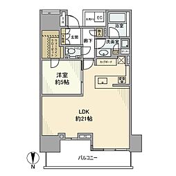 ベイズタワー＆ガーデン 24階1LDKの間取り