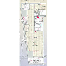 エステムプラザ横濱元町山手 4階ワンルームの間取り