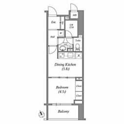 東京メトロ千代田線 代々木公園駅 徒歩11分の賃貸マンション 地下1階1DKの間取り
