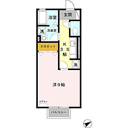 名鉄常滑線 太田川駅 徒歩26分の賃貸アパート 2階1Kの間取り