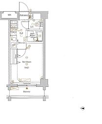 ブランノアール東武練馬 2階1Kの間取り