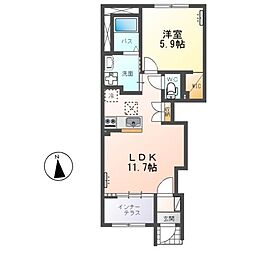 グラン フェリシア（Grand Felicia） 1階1LDKの間取り