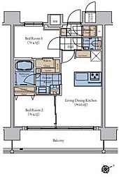 エスティメゾン大森 13階2LDKの間取り