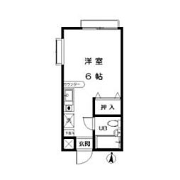 アドウェル西嶺Ｃ棟 2階ワンルームの間取り