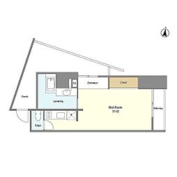 東急大井町線 荏原町駅 徒歩2分の賃貸マンション 5階ワンルームの間取り
