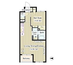 東京メトロ東西線 落合駅 徒歩3分の賃貸マンション 3階1LDKの間取り