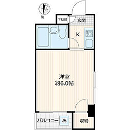 東急東横線 祐天寺駅 徒歩8分の賃貸マンション 2階ワンルームの間取り