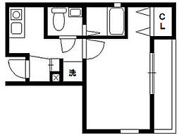 ルクール川崎 3階1Kの間取り
