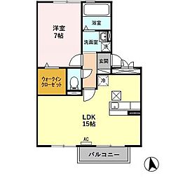 JR東海道本線 西岐阜駅 徒歩25分の賃貸アパート 1階1LDKの間取り