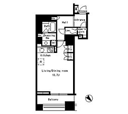 東京メトロ半蔵門線 水天宮前駅 徒歩3分の賃貸マンション 5階ワンルームの間取り
