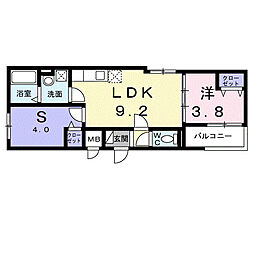 グランハーモニー 2階1LDKの間取り