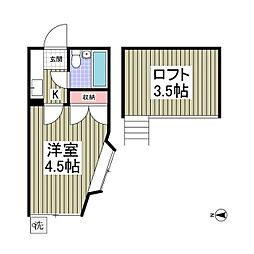 東武東上線 志木駅 徒歩18分の賃貸アパート 1階1Kの間取り