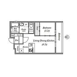 近鉄京都線 東寺駅 徒歩6分の賃貸マンション 3階1LDKの間取り