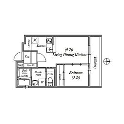 近鉄京都線 東寺駅 徒歩6分の賃貸マンション 5階1LDKの間取り