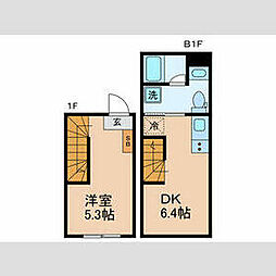 東京メトロ副都心線 西早稲田駅 徒歩7分の賃貸マンション 地下1階1DKの間取り