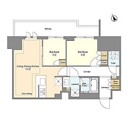 JR山手線 日暮里駅 徒歩6分の賃貸マンション 8階2LDKの間取り