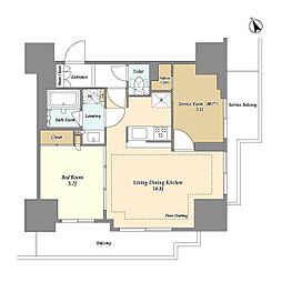 JR山手線 日暮里駅 徒歩6分の賃貸マンション 5階1SLDKの間取り