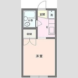 東武伊勢崎線 竹ノ塚駅 徒歩10分の賃貸アパート 1階1Kの間取り