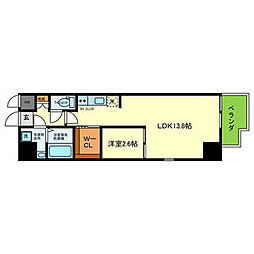阪急宝塚本線 池田駅 徒歩9分の賃貸マンション 9階1LDKの間取り