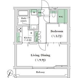 レジデンシャルスター白山シーズンテラス 1階1LDKの間取り
