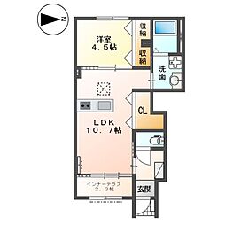 （仮）あま市新居屋新築アパート 1階1LDKの間取り