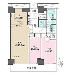 東京メトロ有楽町線 辰巳駅 徒歩8分の賃貸マンション 12階2LDKの間取り