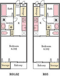 東武東上線 東松山駅 徒歩27分の賃貸アパート 2階1Kの間取り