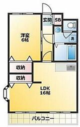 エクセレント丸太 3階1LDKの間取り