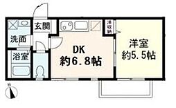西武池袋線 保谷駅 徒歩12分の賃貸アパート 2階1DKの間取り