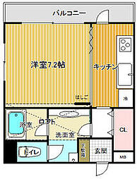 JR総武線 東船橋駅 徒歩2分の賃貸マンション 2階1DKの間取り