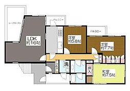 東急池上線 雪が谷大塚駅 徒歩7分の賃貸マンション 3階3LDKの間取り