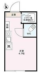京王線 初台駅 徒歩2分の賃貸アパート 2階ワンルームの間取り