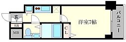 S-RESIDENCE難波Briller 6階1Kの間取り