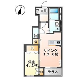 フォルモサ 1階1LDKの間取り