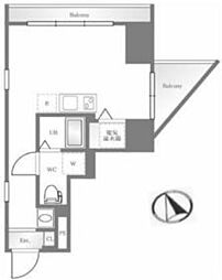 ライオンズマンション西五反田第2 4階ワンルームの間取り
