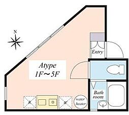 ラビットハウス西蒲田 3階ワンルームの間取り