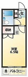 岩崎ハイム 2階ワンルームの間取り